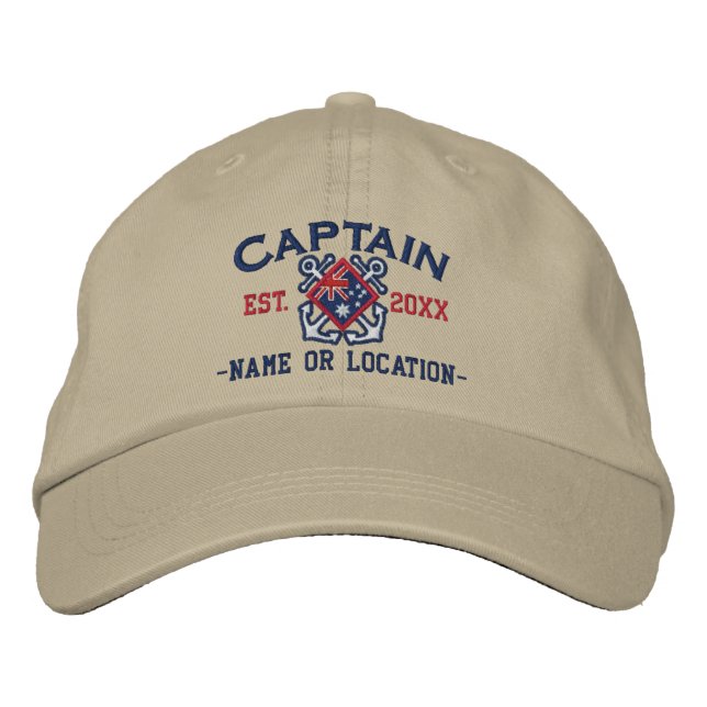 Personalisierte Seeaustralien Flagge Seekapitän- Bestickte Baseballkappe (Vorderseite)