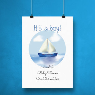 Personalisierte Segelboot-Jungen-Baby-Party Fotodruck