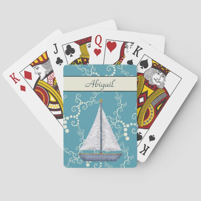 Personalisierte Segelbootkarten Spielkarten (Rückseite)