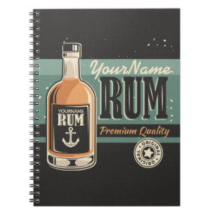 Personalisierte Segler Rum Likörflasche Retro-Schi Notizblock