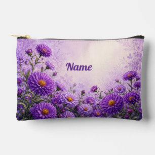 Personalisierte September-Geburtsblume Aster Zubehörtasche