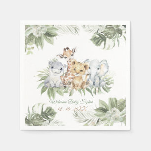 Personalisierte Servietten Safari Baby Shower Idee