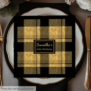 Personalisierte Servietten Schwarz Gold Elegant Ge
