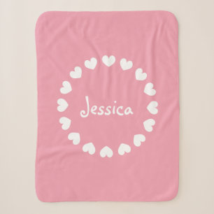 Personalisierte sherpa Fleece-Babydecke mit Herzen Sherpadecke