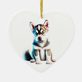 Personalisierte sibirische Husky-Welpe Keramik Ornament