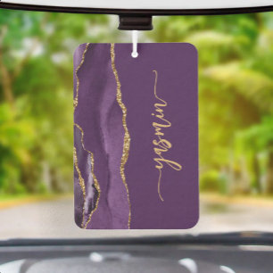 Personalisierte Signatur Lila Gold Achat Autolufterfrischer