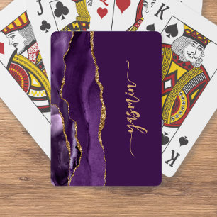 Personalisierte Signatur Lila Gold Achat Spielkarten