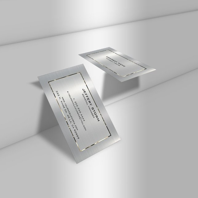 Personalisierte Silber-Graue Metallic-Textur Visitenkarte (Von Creator hochgeladen)