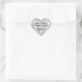 Personalisierte Silbergraue Hochzeit Herz-Aufkleber