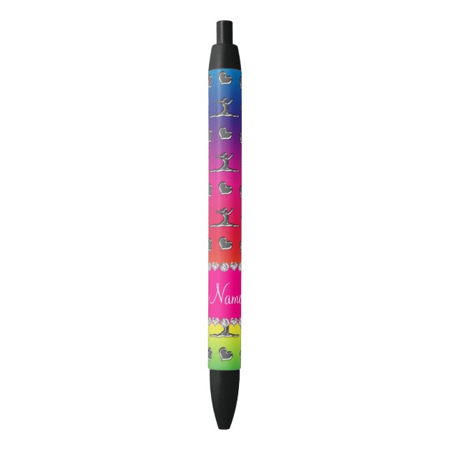 Personalisierte silberne Regenbogennamensgymnastik Kugelschreiber (Vorderseite Vertikal)