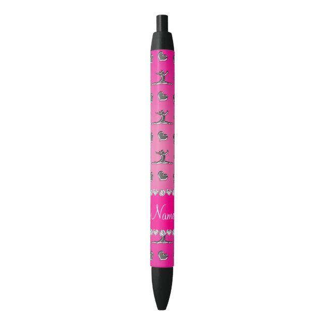 Personalisierte silberne rosa Namensgymnastik Kugelschreiber (Vorderseite Vertikal)