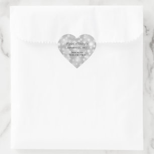 Personalisierte silberne weiße graue Hochzeit Herz-Aufkleber