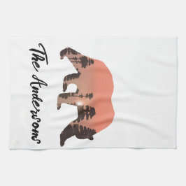 Personalisierte Silhouette des Außenbären Geschirrtuch