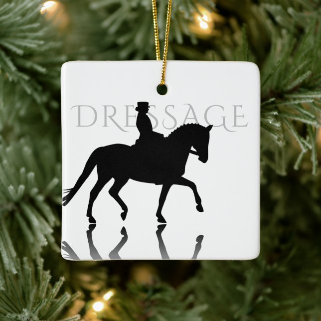 Personalisierte Silhouette Dressage Pferd Weihnach Keramikornament (Baum)