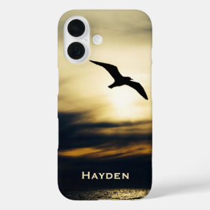 Personalisierte Silhouette eines fliegenden Vogels iPhone 16 Hülle
