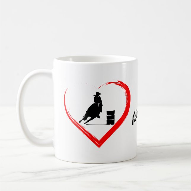 Personalisierte Silhouette Hörnchen Racing Pferd,  Kaffeetasse (Links)