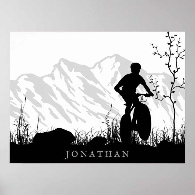 Personalisierte Silhouette Mountainbike Poster (Vorne)