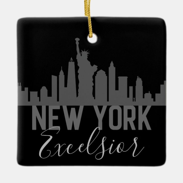 Personalisierte Silhouette New York Skyline Excels Keramikornament (Vorderseite)