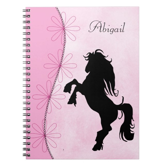 Personalisierte Silhouette Pferd und Blume Notizblock (Vorderseite)