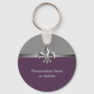 Personalisierte Silver Eggplant Lilie Schlüsselanhänger