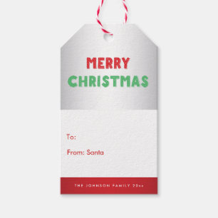 Personalisierte Silver Red Merry Weihnachtsgeschen Geschenkanhänger