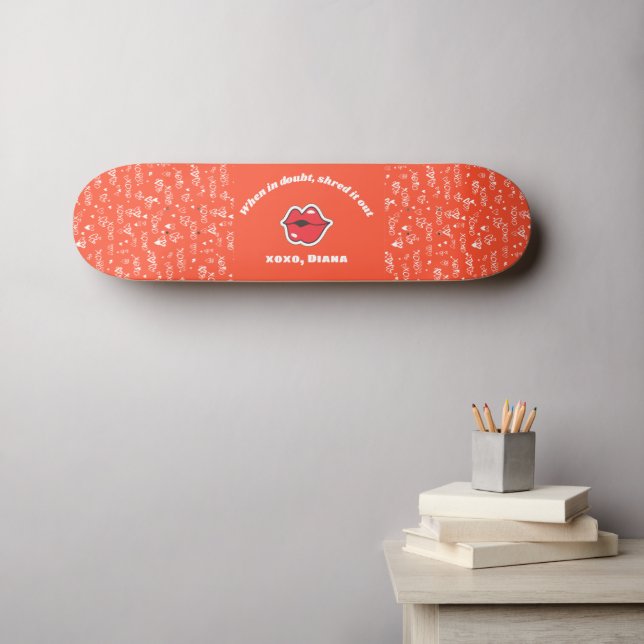 Personalisierte Skateboard der roten Liebe (Wandkunst (Horz))