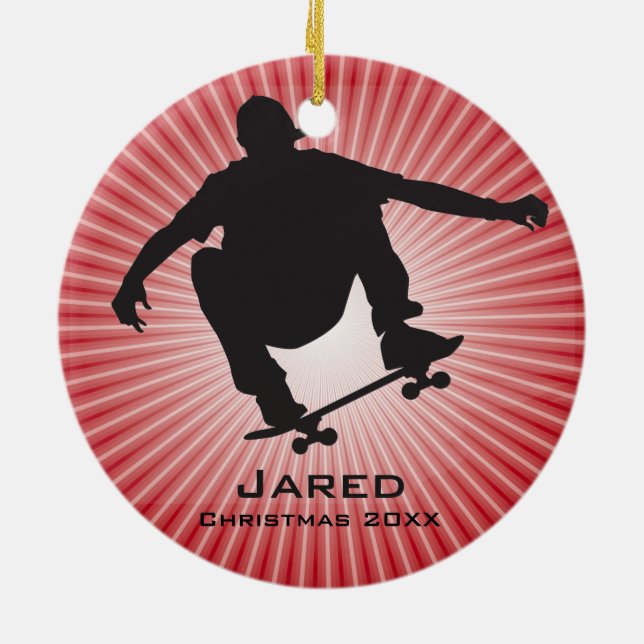 Personalisierte Skateboarden Keramik Ornament (Hinten)