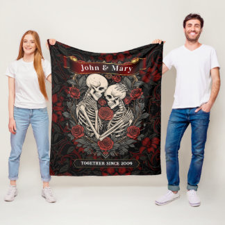 Personalisierte Skelett-Liebhaber-Decke | Gothic H Fleecedecke
