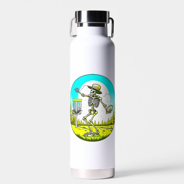 Personalisierte Skelettdiskette Golfer Retro Pop A Trinkflasche (Vorne)