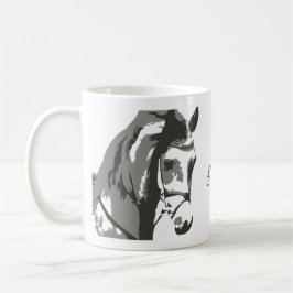 Personalisierte Skizze für Pferde in Grau Kaffeetasse