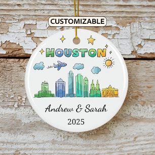 Personalisierte Skyline Houston Ornament, Texas Keramik Ornament