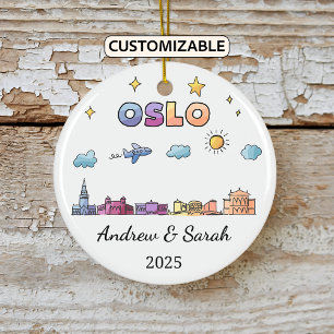 Personalisierte Skyline Oslo Ornament, Norwegen Keramik Ornament