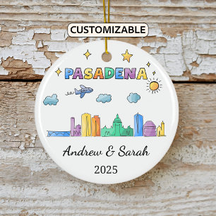 Personalisierte Skyline Pasadena Ornament, Kalifor Keramik Ornament