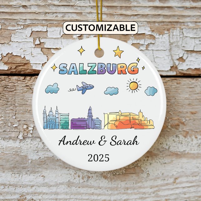 Personalisierte Skyline Salzburg Ornament, Österre Keramik Ornament (Von Creator hochgeladen)