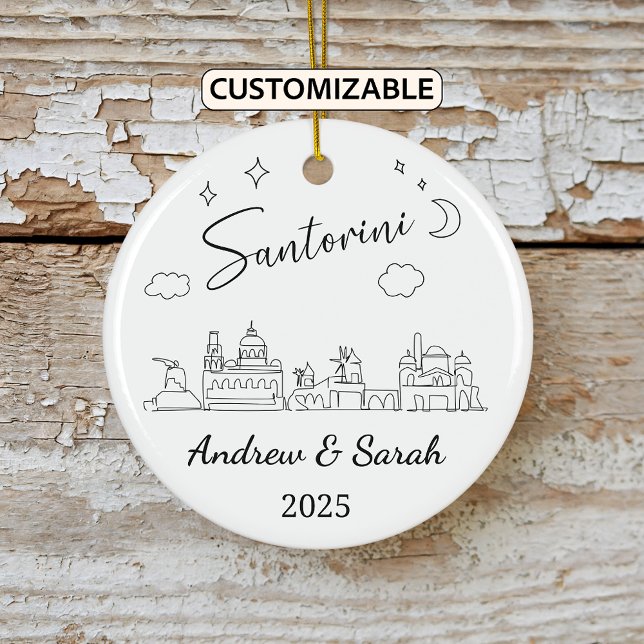 Personalisierte Skyline Santorini Ornament, Griech Keramik Ornament (Von Creator hochgeladen)