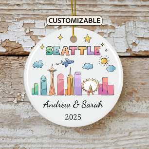 Personalisierte Skyline Seattle Ornament, Washingt Keramik Ornament