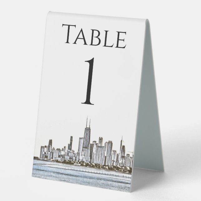 Personalisierte Skyline-Tischnummern Tischaufsteller (Vorderseite)