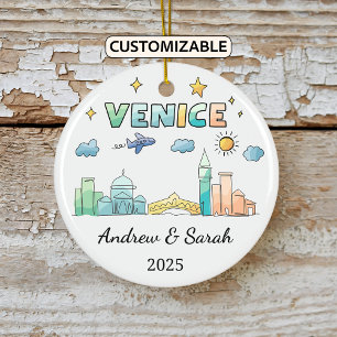 Personalisierte Skyline Venice Ornament, Italien Keramik Ornament
