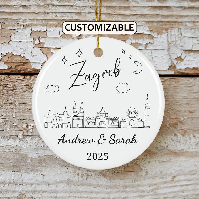 Personalisierte Skyline Zagreb Ornament, Kroatien Keramik Ornament (Von Creator hochgeladen)