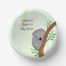 Personalisierte Sleepy Koala Bear Themed Baby Dusc Pappteller