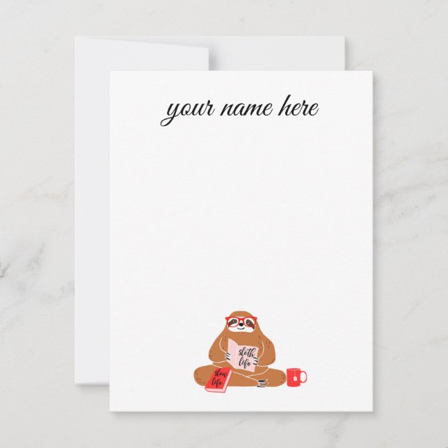 Personalisierte Sloth-Notecards Mitteilungskarte (Vorderseite)