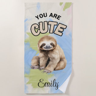 PERSONALISIERTE SLOTH STRANDSTADT Grün & Blau Strandtuch