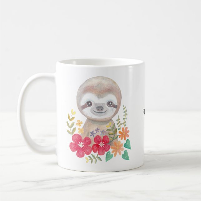 Personalisierte Sloth-Tassen-Name-Babysloth-Tasse Kaffeetasse (Links)