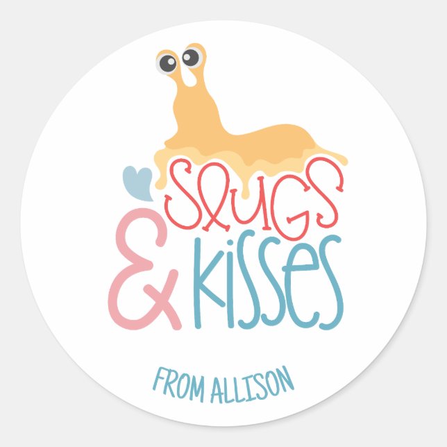 Personalisierte Slugs und Kisses Valentinstag Runder Aufkleber (Vorderseite)