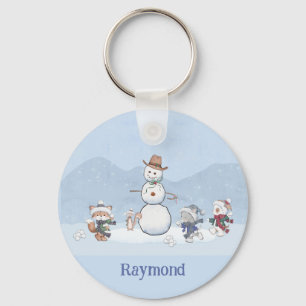Personalisierte Snowball-Kämpfe Custom Snowman Ani Schlüsselanhänger