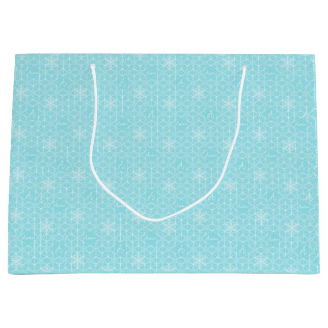 Personalisierte Snowflake Holiday-Geschenktasche Große Geschenktüte (Vorderseite)