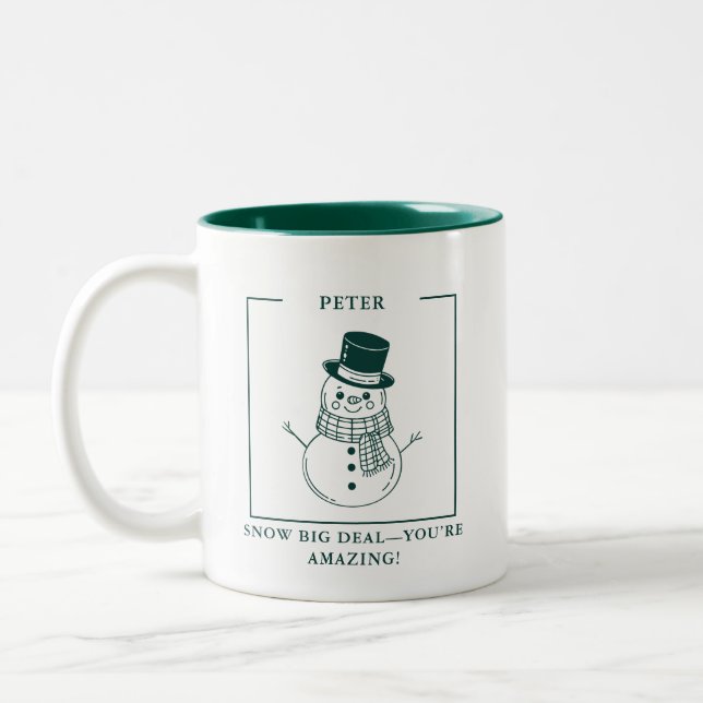 Personalisierte Snowman-Tasse - Geschenk für den K Zweifarbige Tasse (Links)