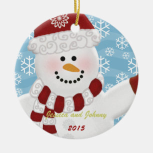Personalisierte Snowman-Verzierung Keramik Ornament