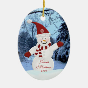 Personalisierte Snowman-Verzierung Keramikornament