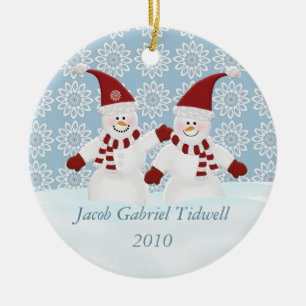 Personalisierte Snowman-Verzierung Keramikornament